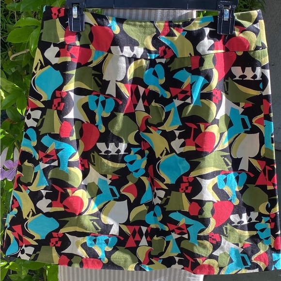 Talbots Women's Skirt Size 12 Mini Flamingo Tropical Summer Beach Cruise Stretch - Picture 2 of 7